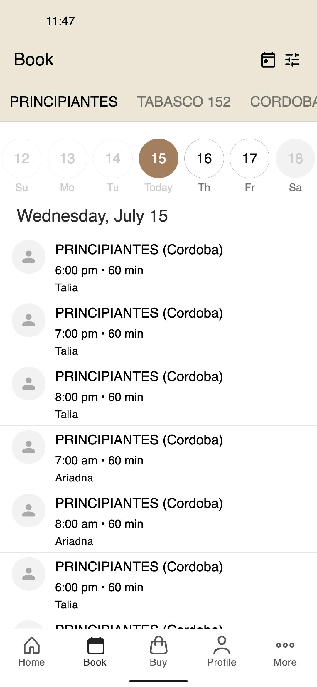 MINDBODY Pilates Studio screenshot